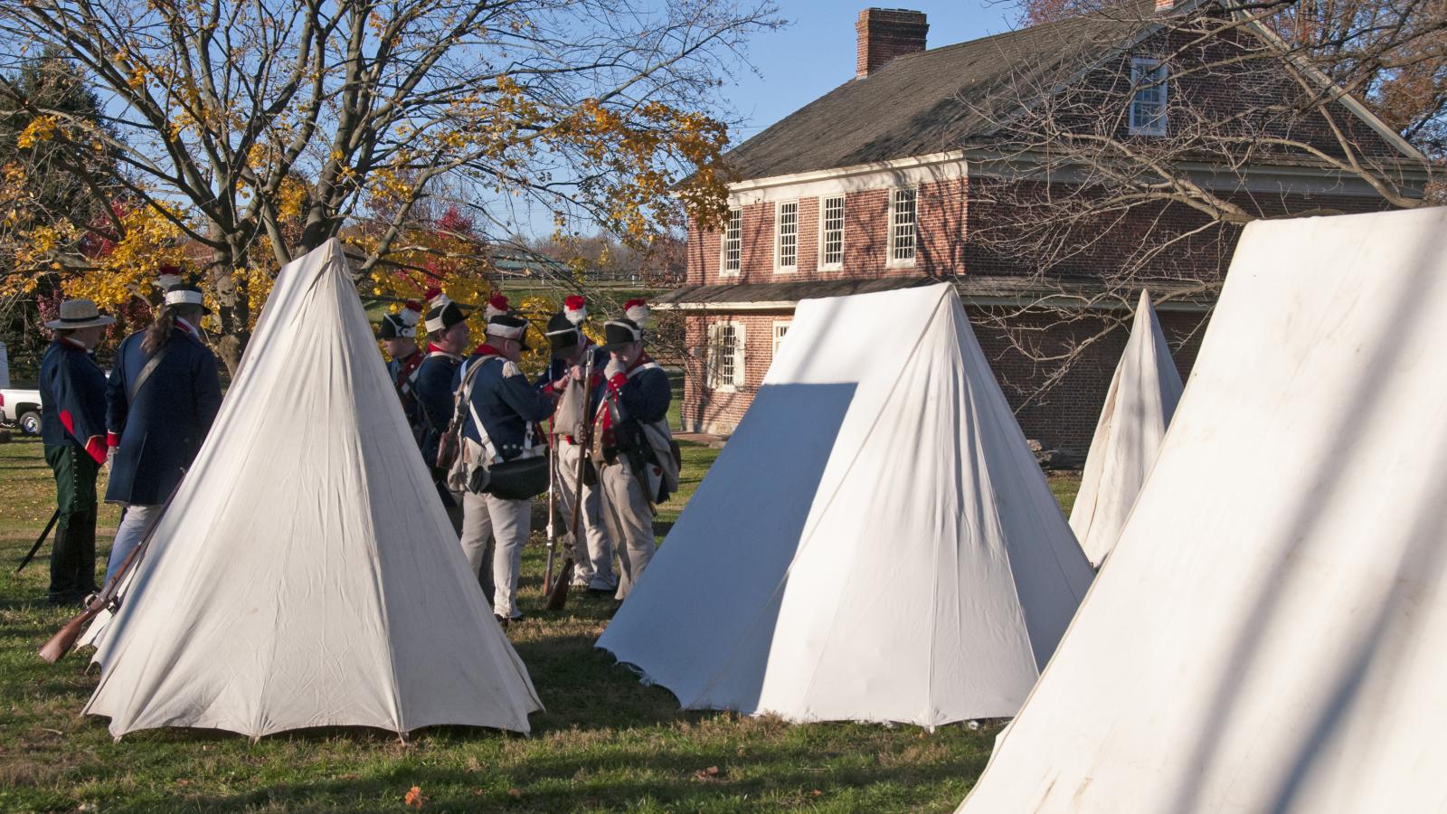 Dragoons and Tents in Front of Primitive Hall