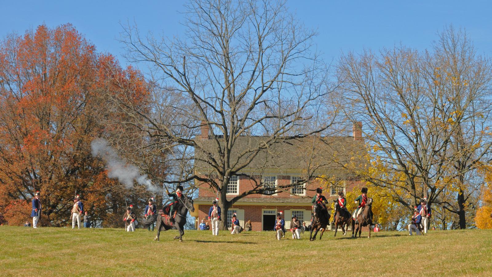 Dragoons Reenacting on Horseback