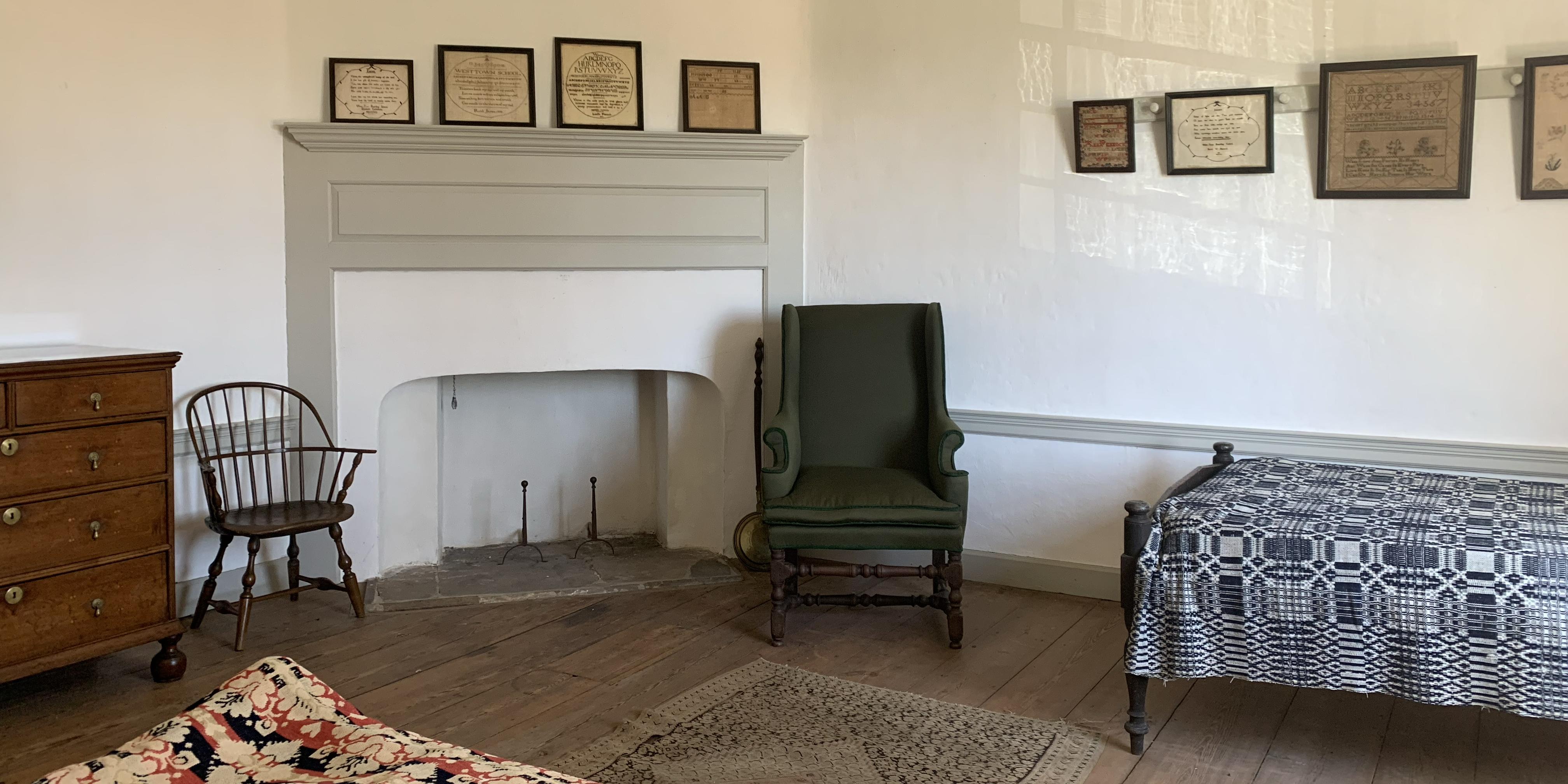Bedroom with fireplace