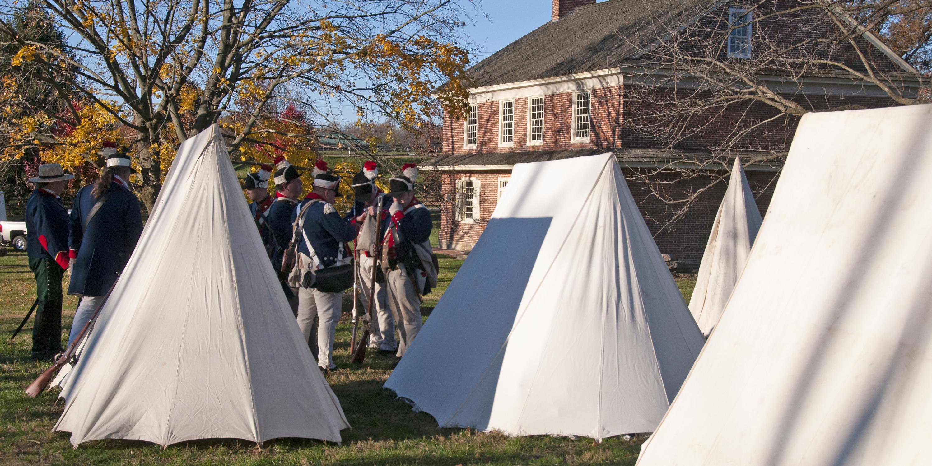 Dragoons and Tents in Front of Primitive Hall