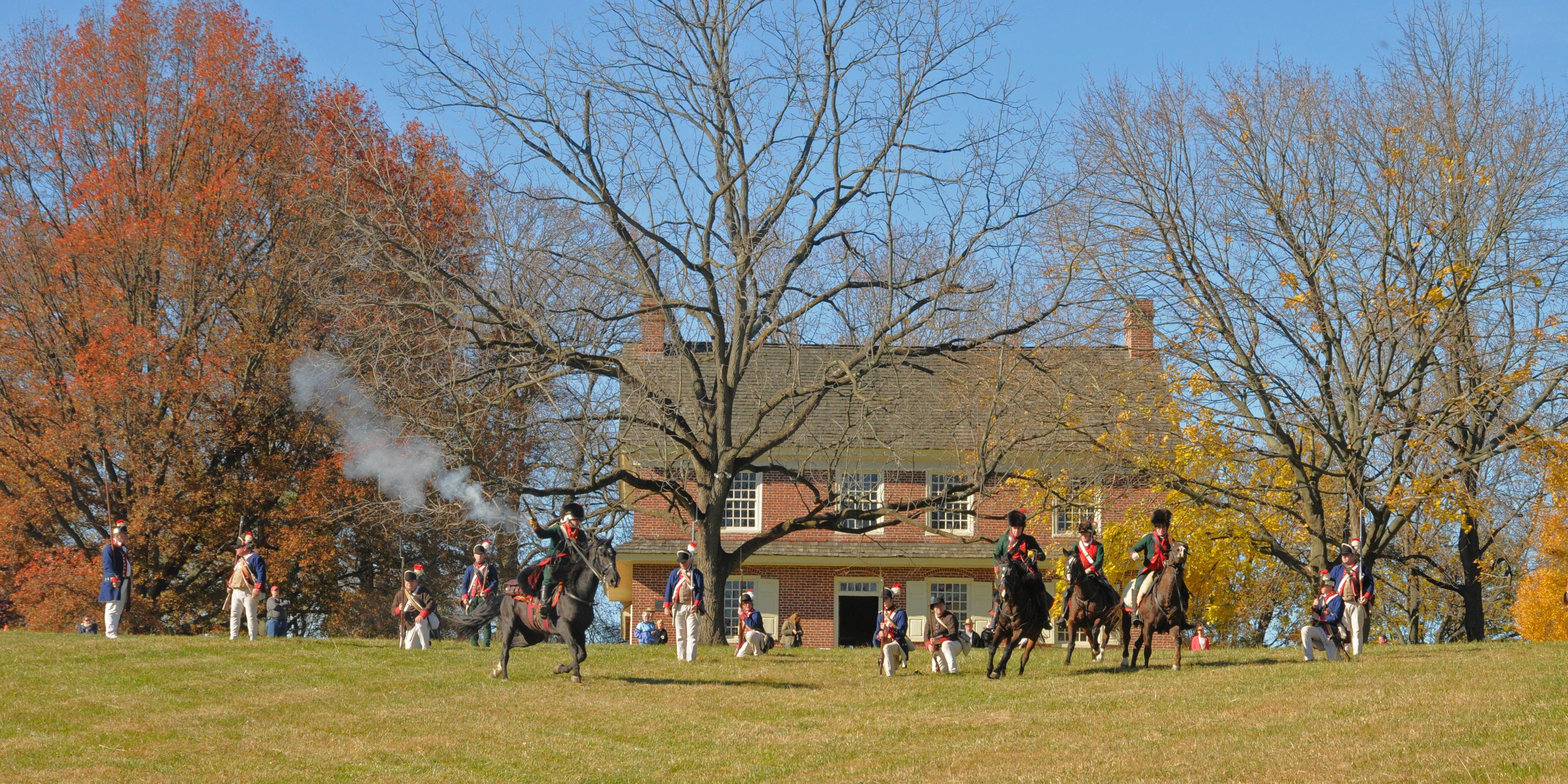 Dragoons Reenacting on Horseback