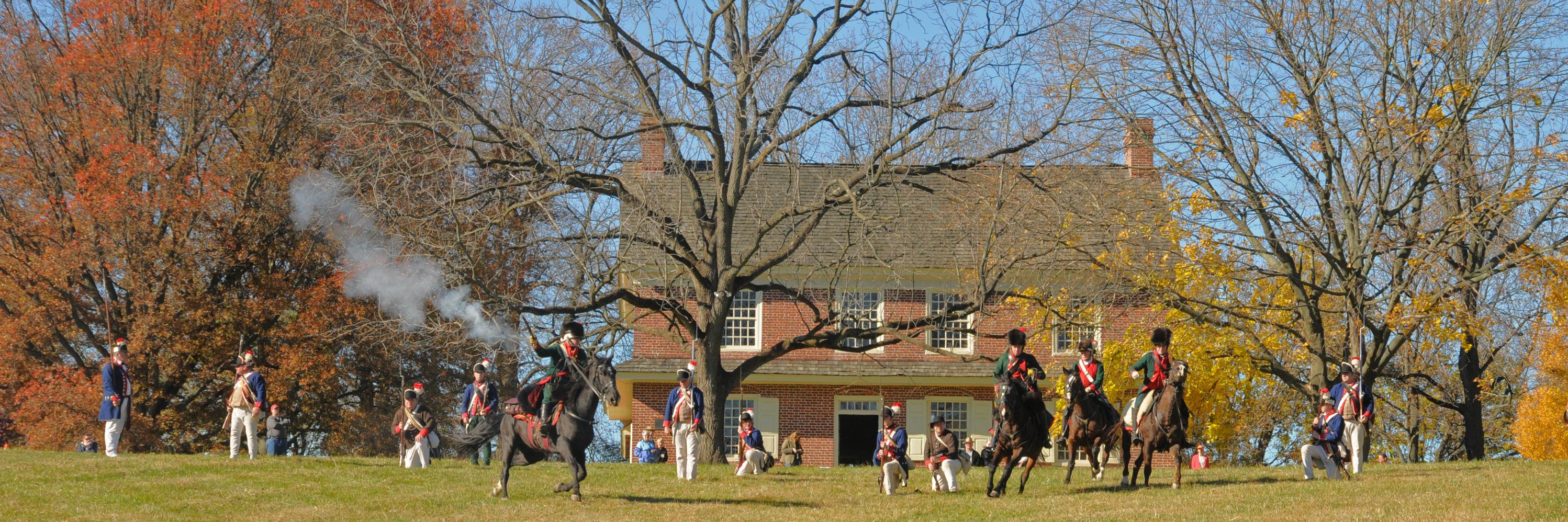 Dragoons Reenacting on Horseback